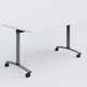 Table abattante gamme Arca 140-80 cm. Plateau Blanc et pietement Aluminium.