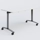 Table abattante rectiligne L.140xP.70cm, ép. 25mm, plateau blanc, structure aluminium