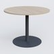 Table ronde diametre 110 cm avec pieds colonne centrale. Plateau Acacia et pietement Anthracite