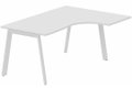 Plan compact 90° asymétrique 160 x 120 x 80 / 60 cm, plateau blanc, structure blanc
