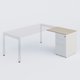 Retour direct 80x60cm sur caisson métal HB P.60cm 3 tiroirs, plateau acacia, structure blanc