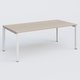 K7 plan droit 200*100 sur pieds fixe. Plateau Acacia et pietement Blanc