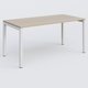 Bureau droit gamme K3 160-80 cm hauteur réglable. Plateau Acacia et pietement Blanc.