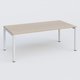 K3 plan droit 200x100cm, plateau acacia, structure blanc