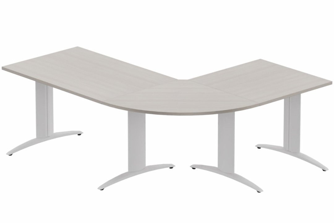 Ensemble panoramique - plan principal 140x80cm, plateau acacia, structure blanc