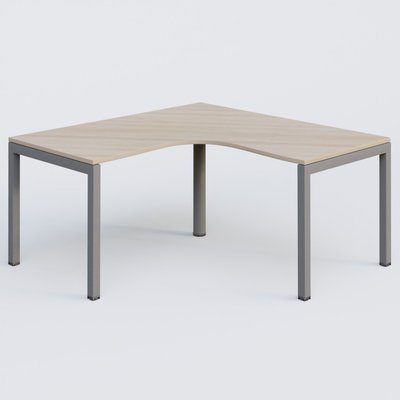 Gamme K3 - Plans compacts - Bureau compact L 160/160 P 80/80 gamme K3. Plateau Acacia et pietement Aluminium.