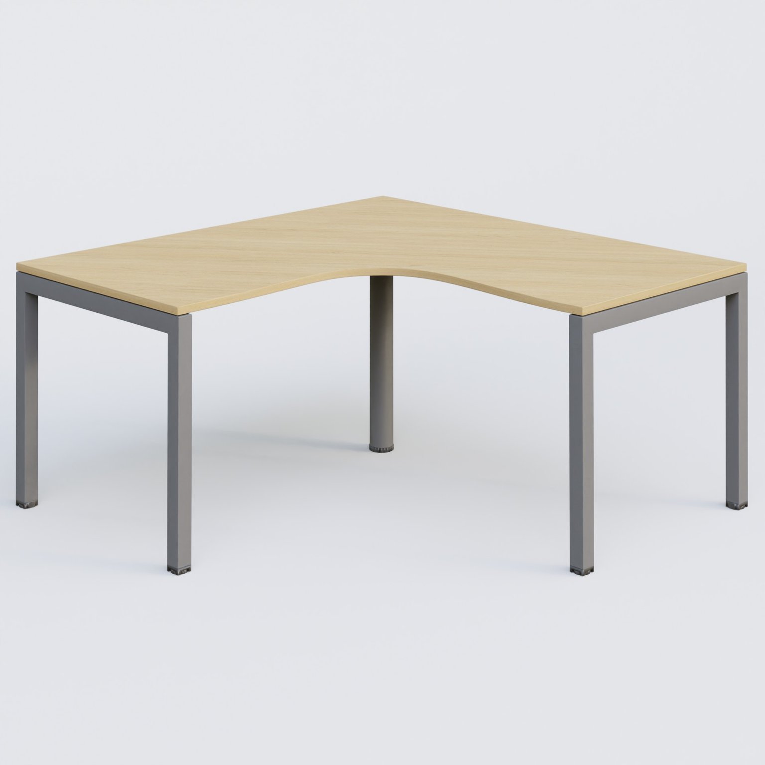 Bureau compact L 160/160 P 80/80 gamme K3. Plateau Chêne clair et pietement Aluminium.