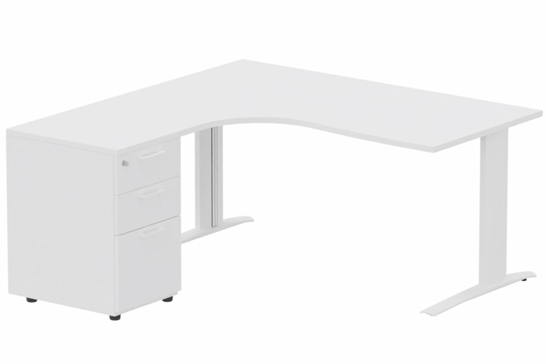 Bureau retour à gauche, caisson mélaminé, 160x162x80cm