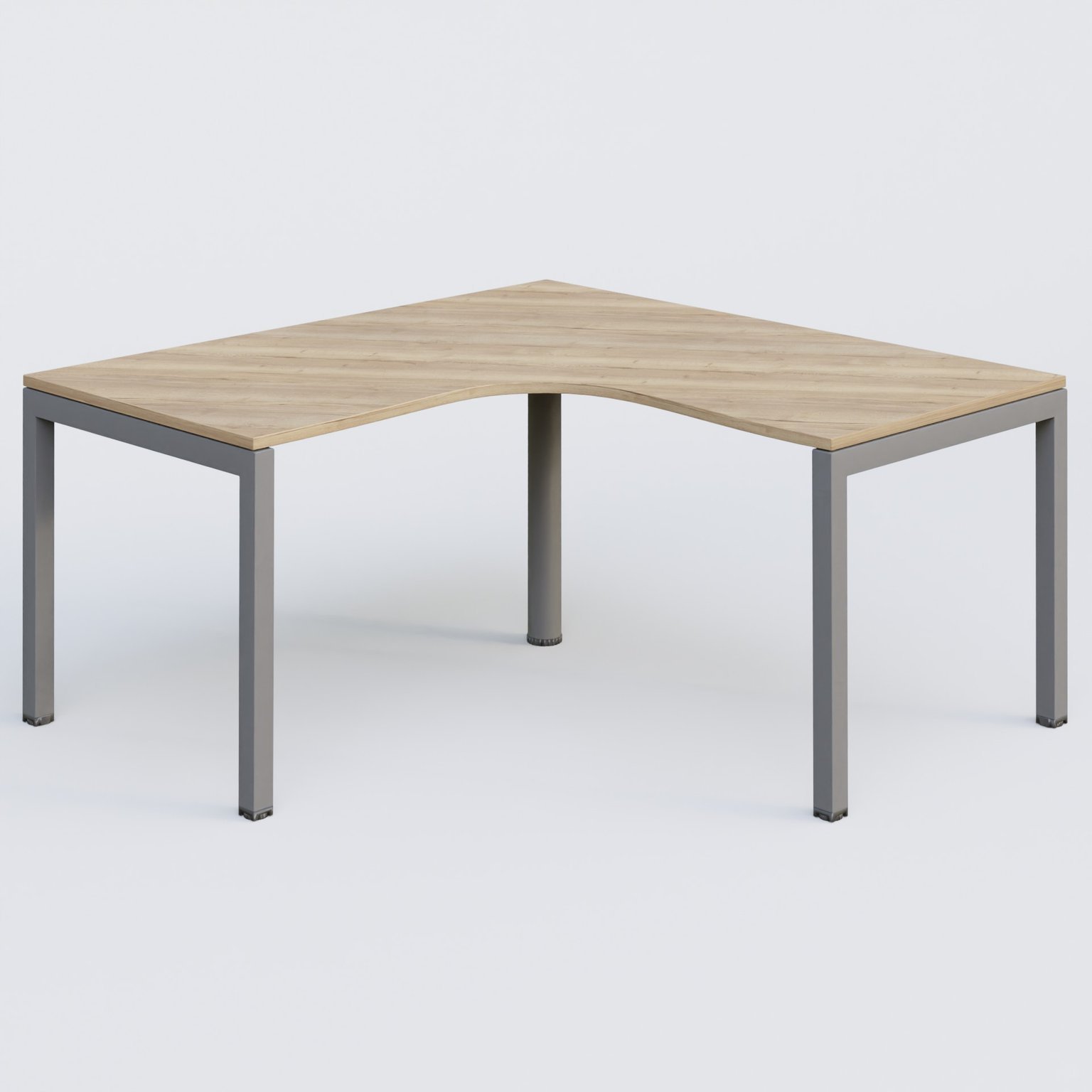 Bureau compact L 160/160 P 80/80 gamme K3. Plateau Chêne naturel et pietement Aluminium.