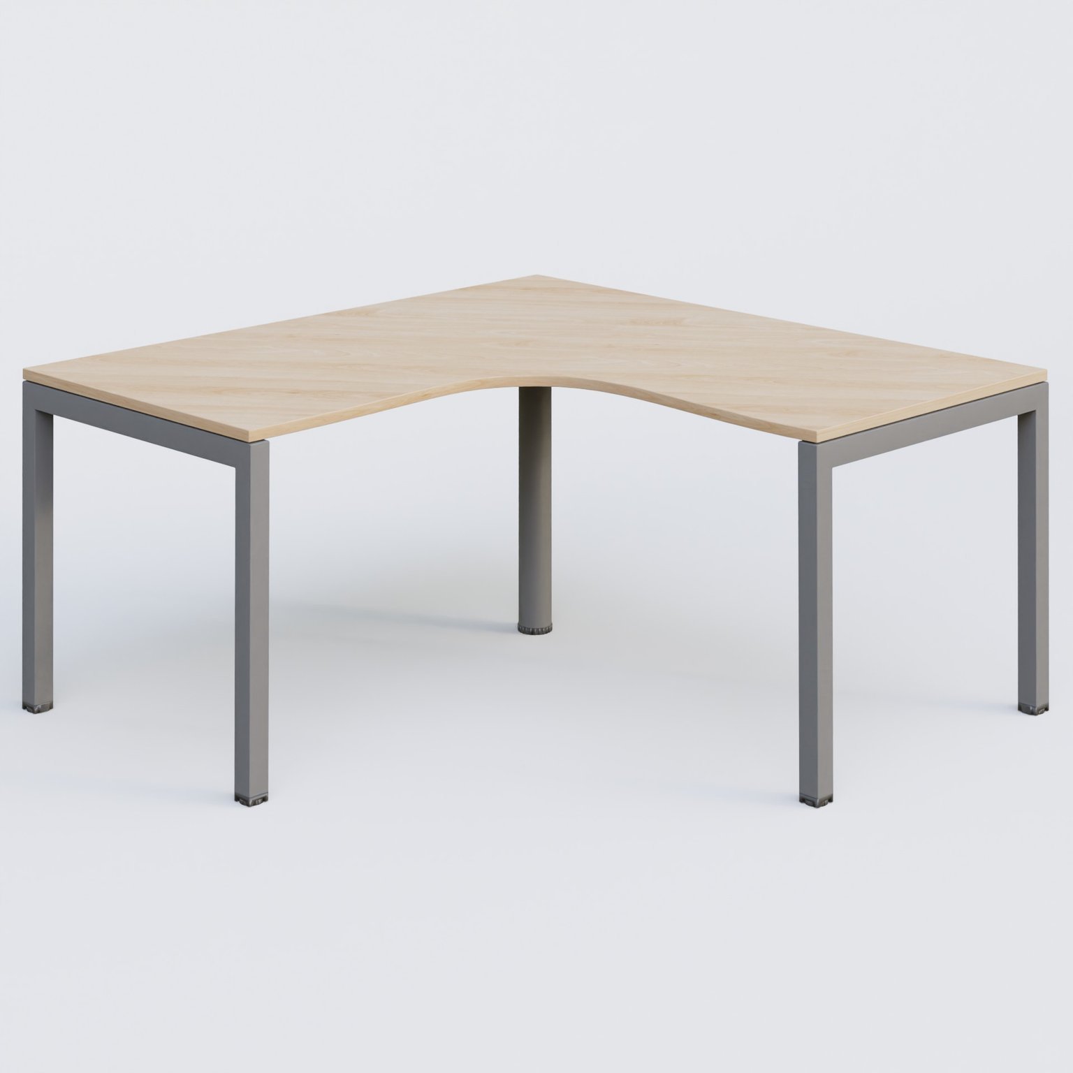 Bureau compact L 160/160 P 80/80 gamme K3. Plateau Hêtre et pietement Aluminium.