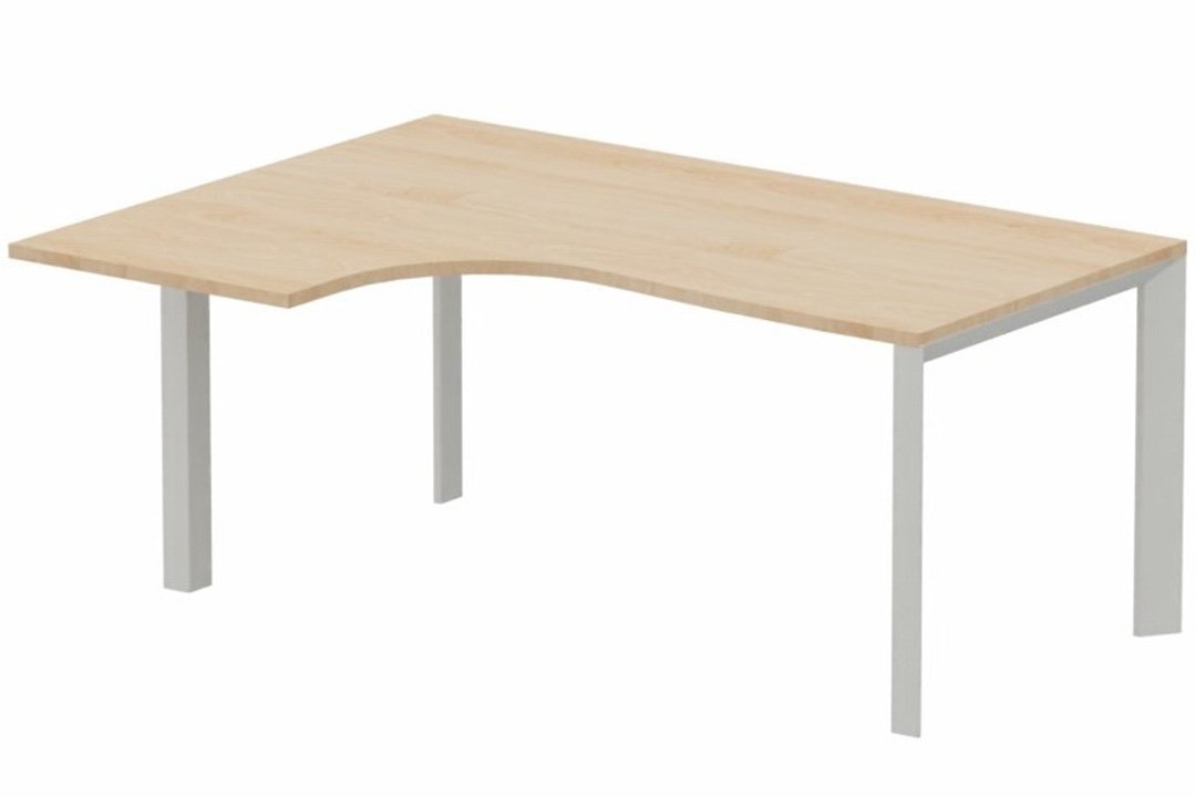 Plan Compact 90° asymétrique 180x120x80/60cm retour à gauche hêtre/aluminium