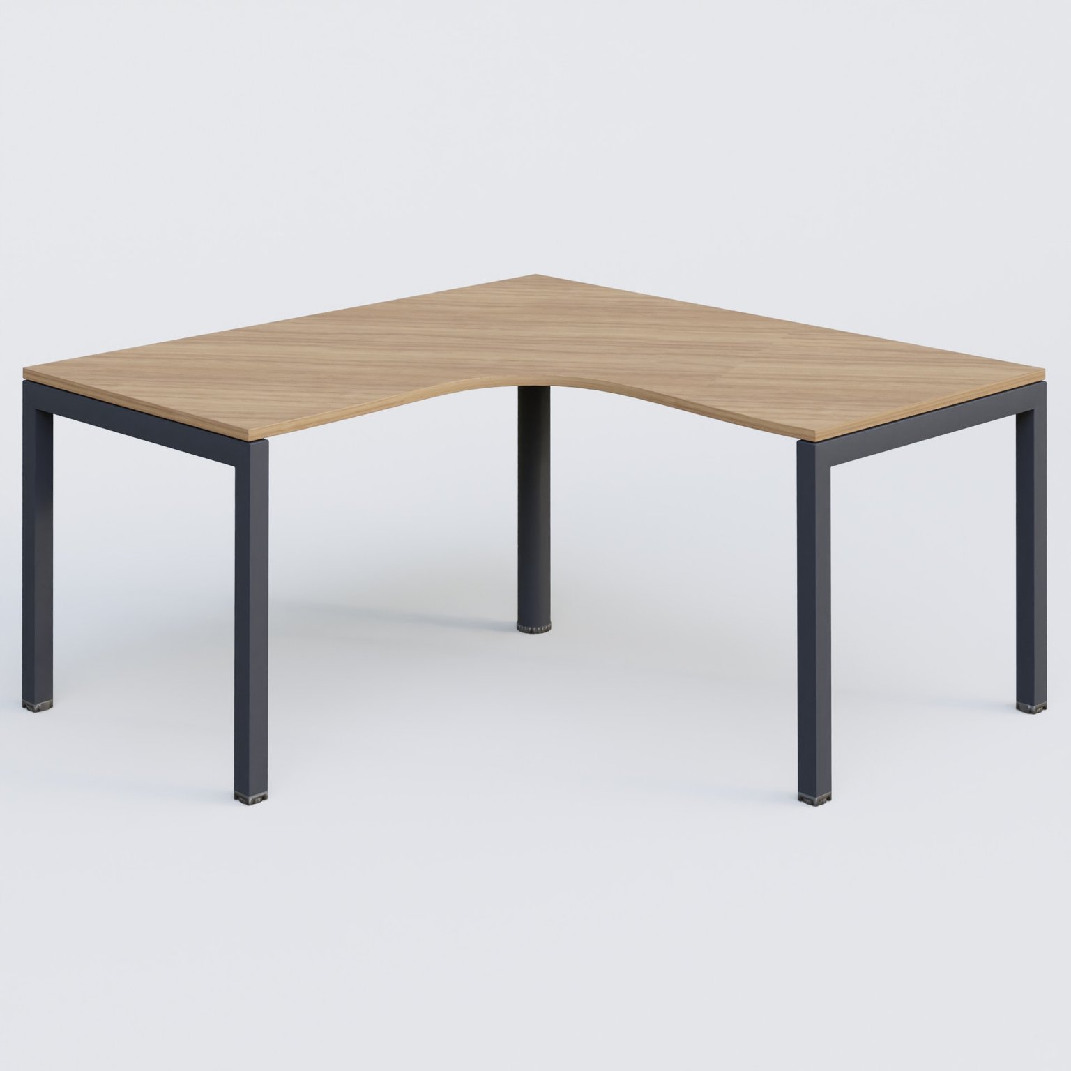 Bureau compact L 160/160 P 80/80 gamme K3. Plateau Noyer et pietement Anthracite.