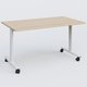 Table abattante gamme Design 140*80 cm. Plateau Hêtre et pietement Blanc.