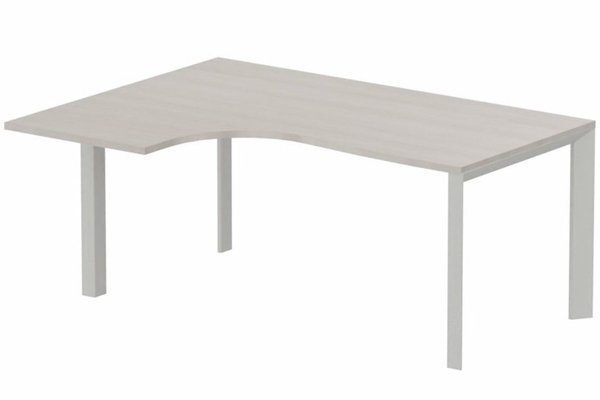 Gamme K7 - Plans compacts - Plan Compact 90° asymétrique 180x120x80/60cm retour à gauche, plateau acacia, structure aluminium