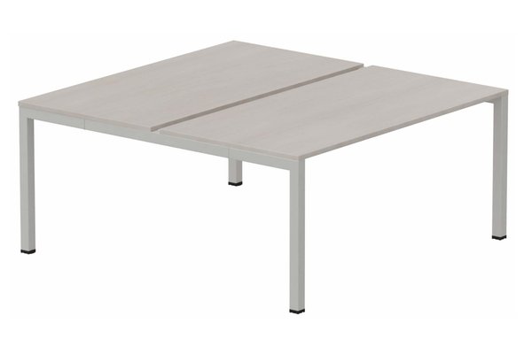 Postes Bench (poste doubles) - SERIE K3 - K3 Bench départ 2 plateaux fixes 140x80cm encombrement 140x165cm, plateau acacia, structure aluminium