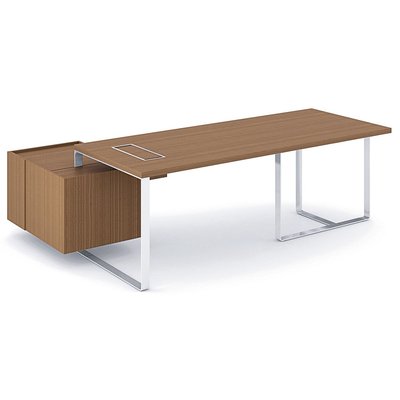 Gamme P1 - Tables de bureau - P1 Ensemble de bureau 204x150cm. crédence retour à droite. top access. sans voile de fond