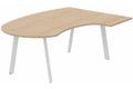 Plan compact 90° manager 190 x 141 x 104 x 60cm, plateau hêtre, structure blanc