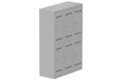 Vestiaire multicases 3 colonnes L,40cm 2 cases (fermeture cadenas) H,180xL,120xP,50cm coffre gris clair/portes gris clair