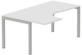 Plan Compact 90° asymétrique 160x120x80/60cm retour à gauche blanc/aluminium - sur délai