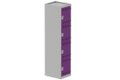 Vestiaire multicases 1 colonne L,40cm 4 cases (fermeture cadenas) H,180xL,40xP,50cm coffre gris clair/portes prune