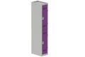 Vestiaire multicases 1 colonne L,30cm 2 cases (fermeture cadenas) H,180xL,30xP,50cm coffre gris clair/portes prune