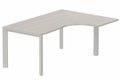 Plan Compact 90° asymétrique 180x120x80/60cm retour à droite, plateau acacia, structure aluminium