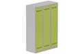 Vestiaire industrie salissante 3 portes (serrure 2 clés) H180xL120xP50cm coffre gris clair/ porte(s) anis