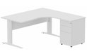 K1 VDF BOIS Compact 90° asymétrique 180x162x80/60cm retour à droite avec caisson HB métal 3 tiroirs blanc/blanc - sur délai
