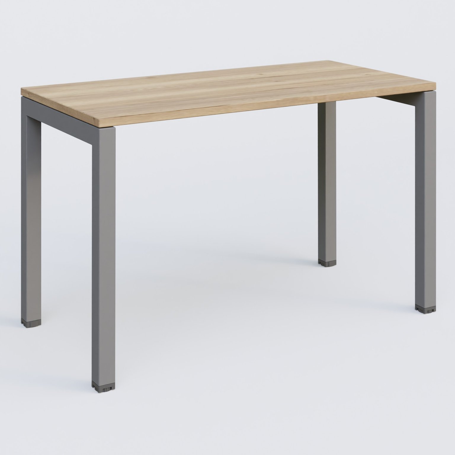 K3 Plateau droit 120x60 pieds fixe. Plateau Chêne naturel et pietement Aluminium.