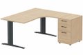 Bureau retour à droite, caisson mélaminé, 160x162x80cm