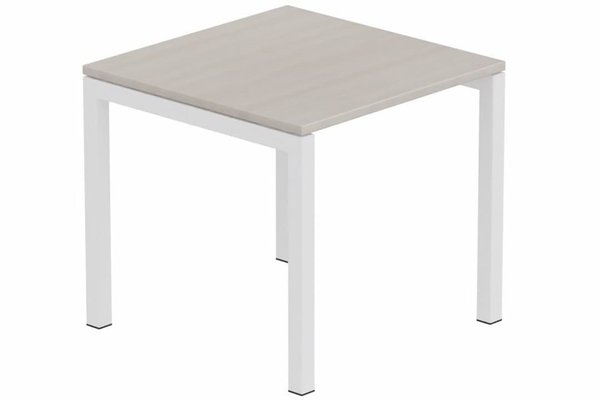 TABLES DE FORMATION - Composables piétement "Arche" - Module composable pied arche L.80xP.80cm, départ, plateau acacia, structure blanc