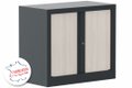 Armoire à rideaux H69,5xL80cm 1 tablette, coffre anthracite, rideaux acacia