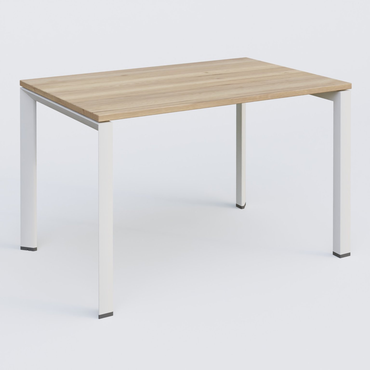 K7 plan droit 120*80 sur pieds fixe. Plateau Chêne naturel et pietement Blanc