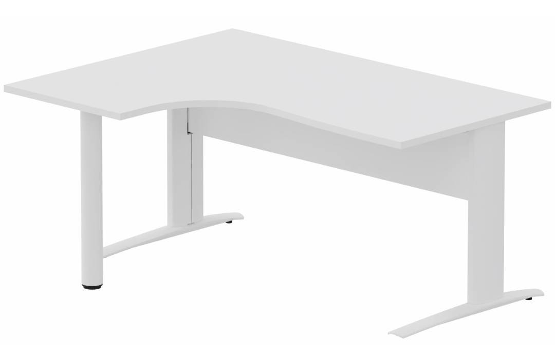 K1 VDF METAL Compact 90° asymétrique 160x120x80/60cm retour à gauche sur pied de soutien blanc/blanc - sur délai