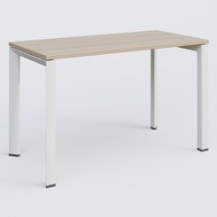 Gamme K7 - Plans droits - K7 plan droit 120*60 sur pieds fixe. Plateau Acacia et pietement Blanc