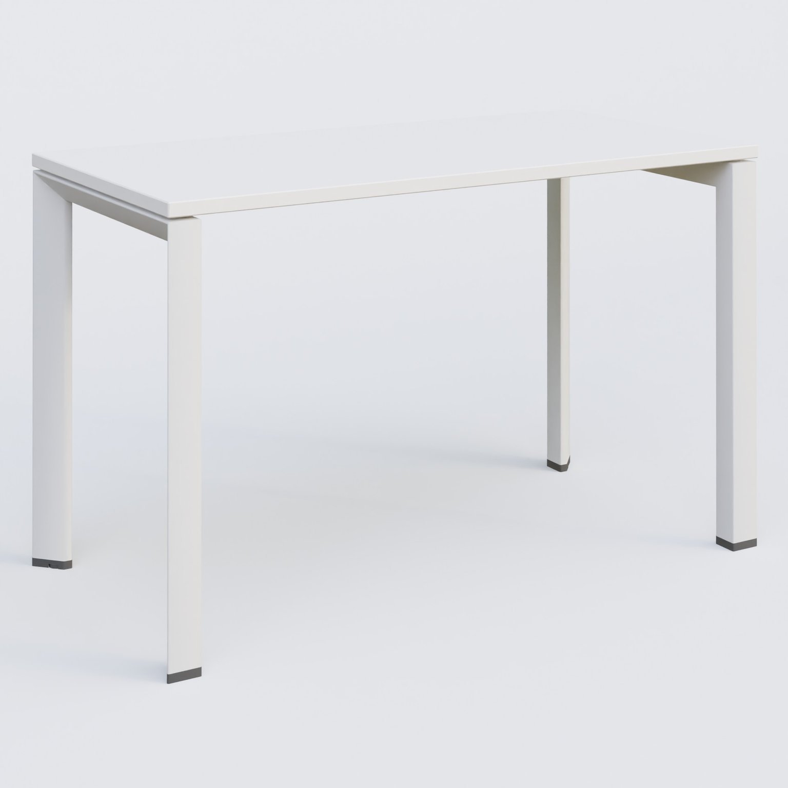 K7 plan droit 120*60 sur pieds fixe. Plateau Blanc et pietement Blanc