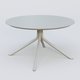 Table Basse Fashion Styl piètement 4 pieds en métal et plateau bois. Plateau Gris (RAL 7038) et pietement Gris (RAL 7038).