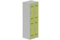 Vestiaire multicases 2 colonnes L,30cm 2 cases (fermeture cadenas) H,180xL,60xP,50cm coffre gris clair/portes anis