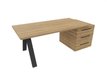 X3 Plan Manager 180x90cm + caisson XXL débordant (encombrement 206x90cm). Plateau, caisson Chêne naturel et pietement Noir.