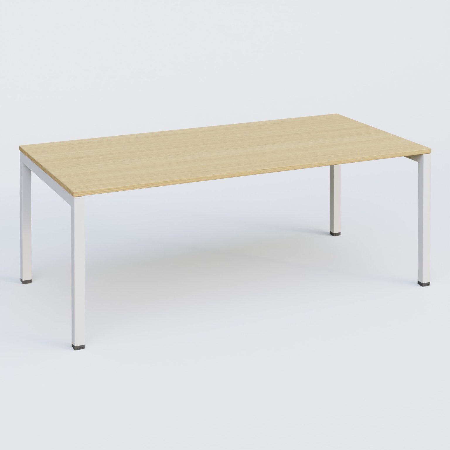 K3 Plateau droit 200x100 . Plateau Chêne clair et pietement Blanc