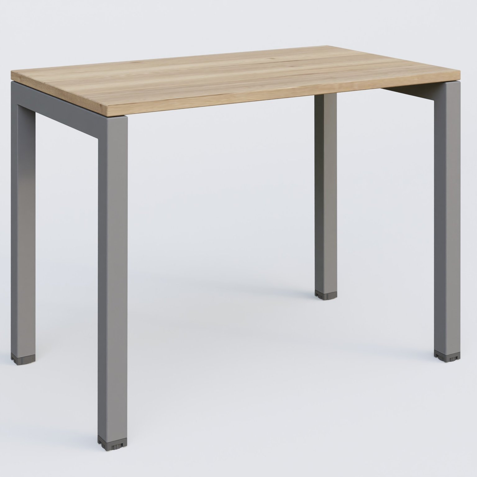 K3 Plateau droit 100x60 pieds fixe. Plateau Chêne naturel et pietement Aluminium.