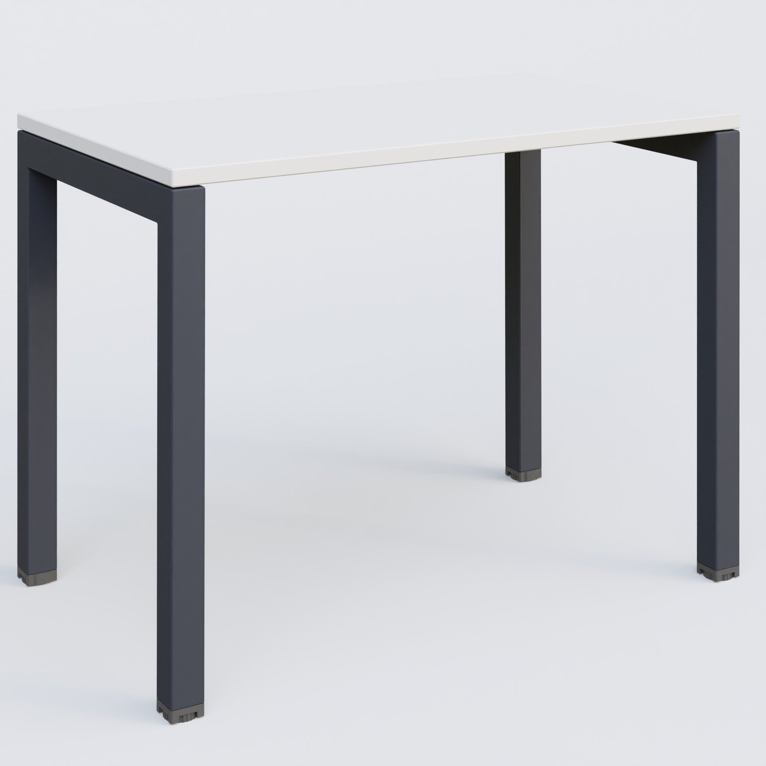 K3 Plateau droit 100x60 pieds fixe. Plateau Blanc et pietement Anthracite.