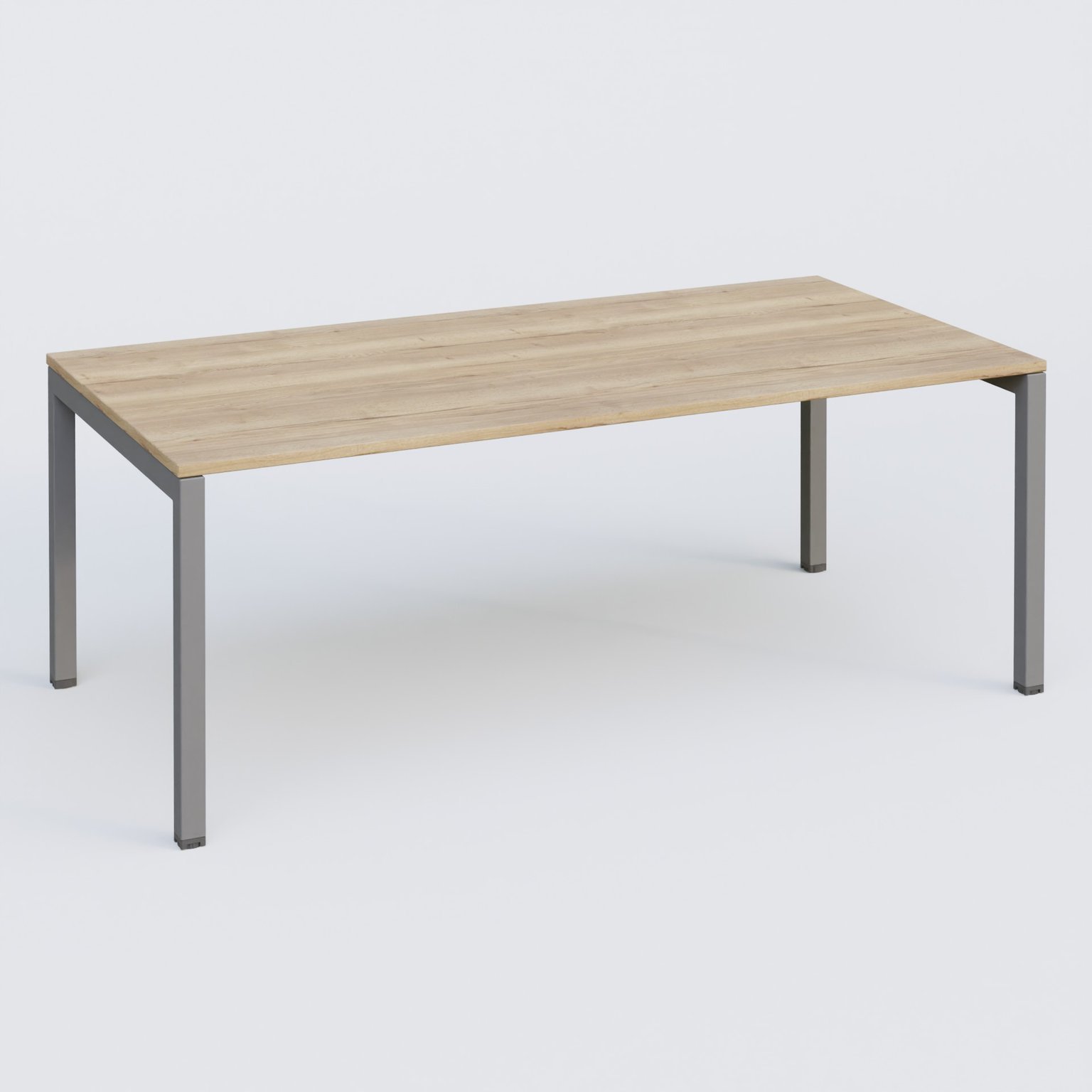 K3 Plateau droit 200x100 . Plateau Chêne naturel et pietement Aluminium