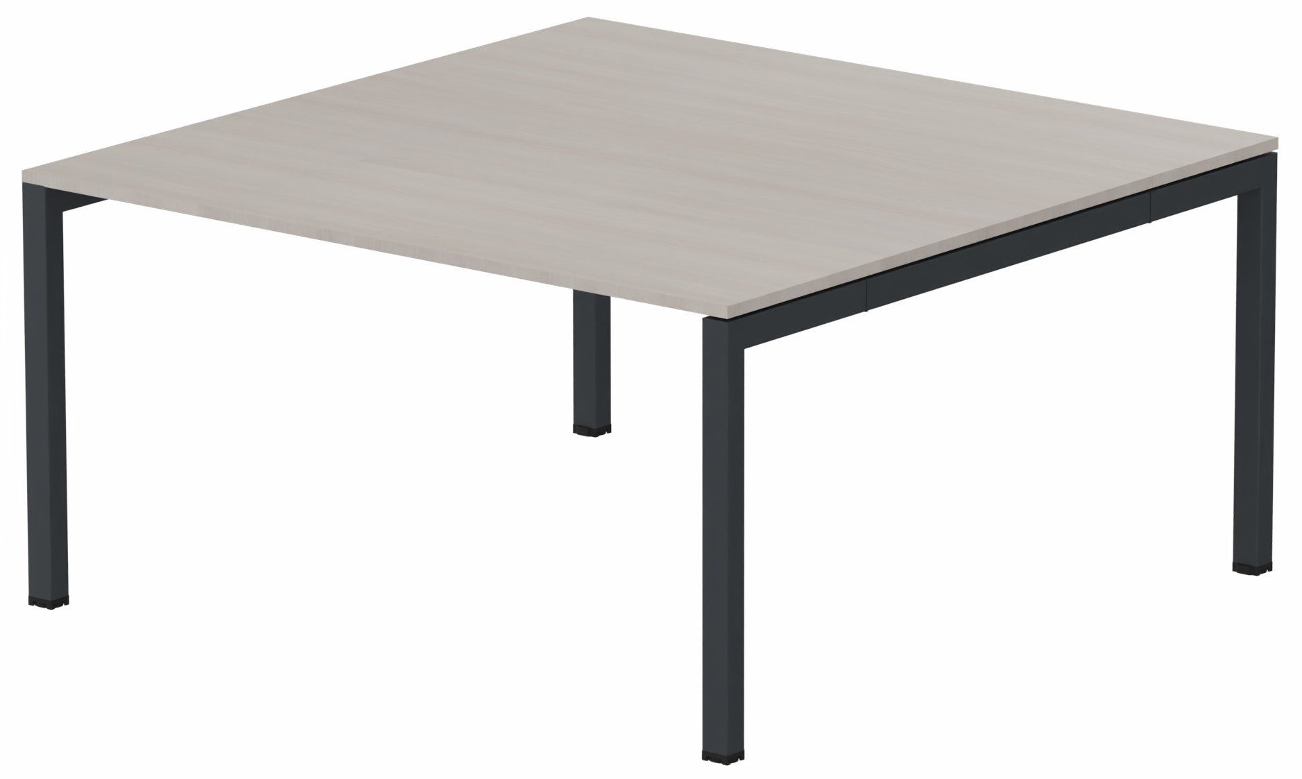 K3 plan carré 165x165cm, plateau acacia, structure anthracite