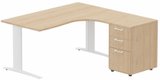 Bureau retour à droite, caisson mélaminé, 160x162x80cm