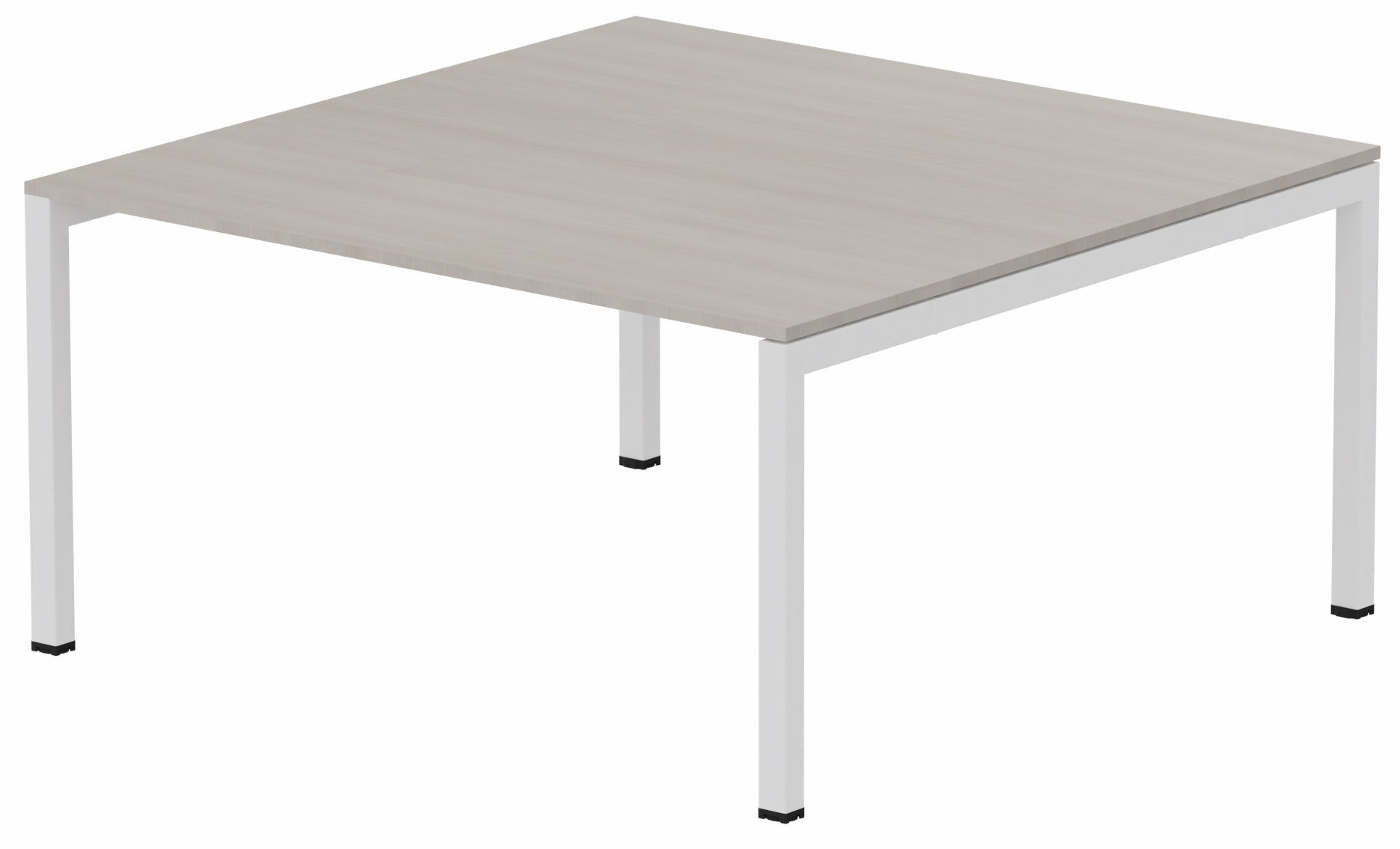 K3 plan carré 165x165cm, plateau acacia, structure blanc