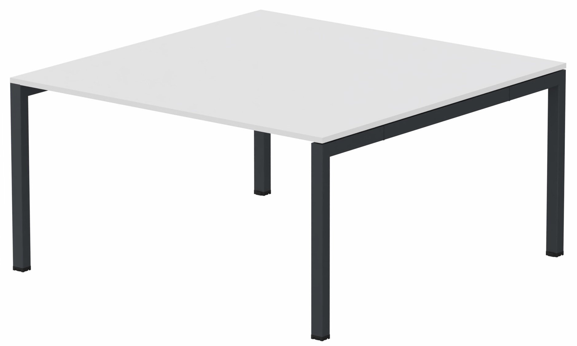 K3 plan carré 165x165cm, plateau blanc, structure anthracite