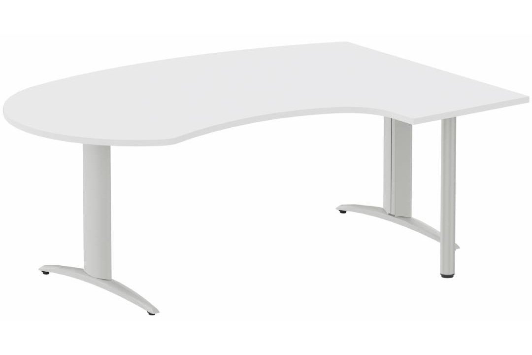 K2 compact 90° manager 190x141x104x60cm sur pied de soutien, plateau blanc, structure aluminium