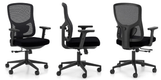 Fauteuil de travail synchrone ELISE- Lombaire 3D – Glissière d’assise – Dossier déporté réglable en hauteur - Accotoirs 1D tissu noir