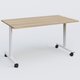 Table abattante gamme Design 140*80 cm. Plateau Chêne naturel et pietement Blanc.